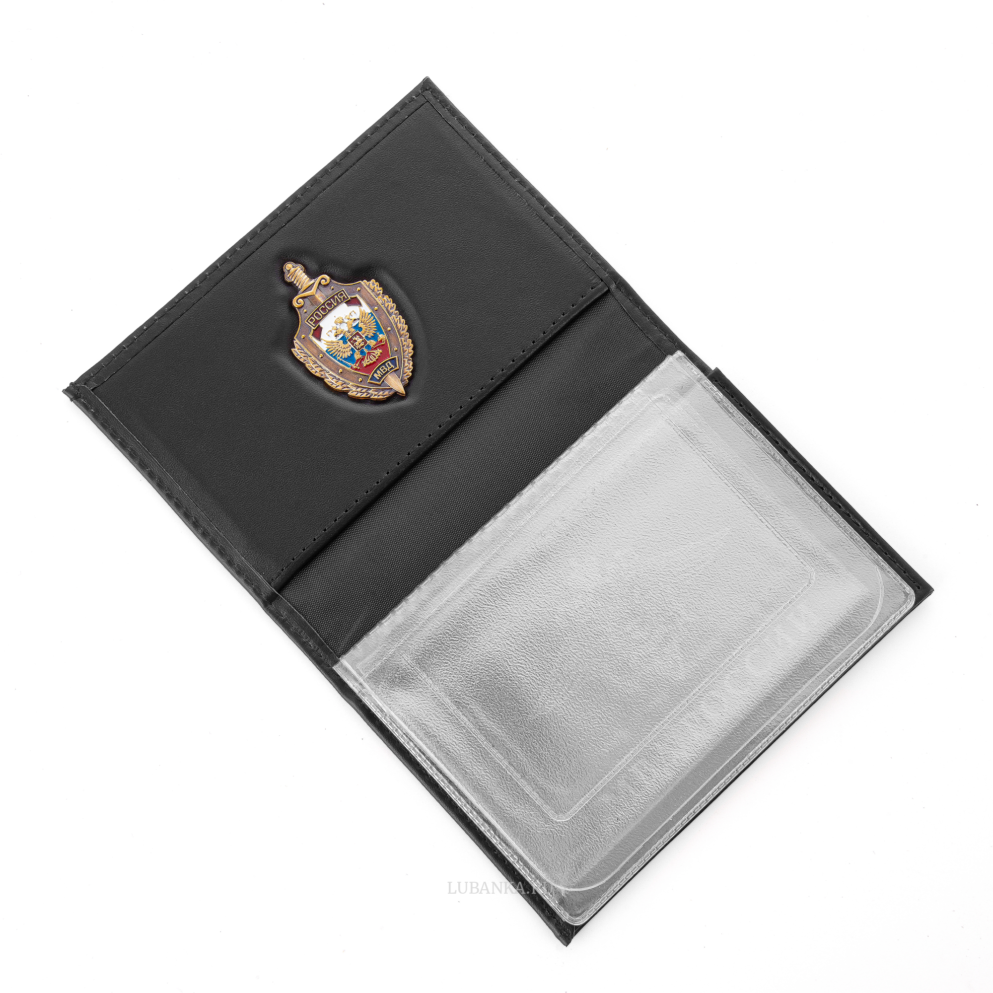 Обложка для автодокументов и удостоверения МВД с жетоном черная